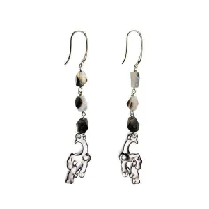 Dragon Black and White Agate Drop Earrings