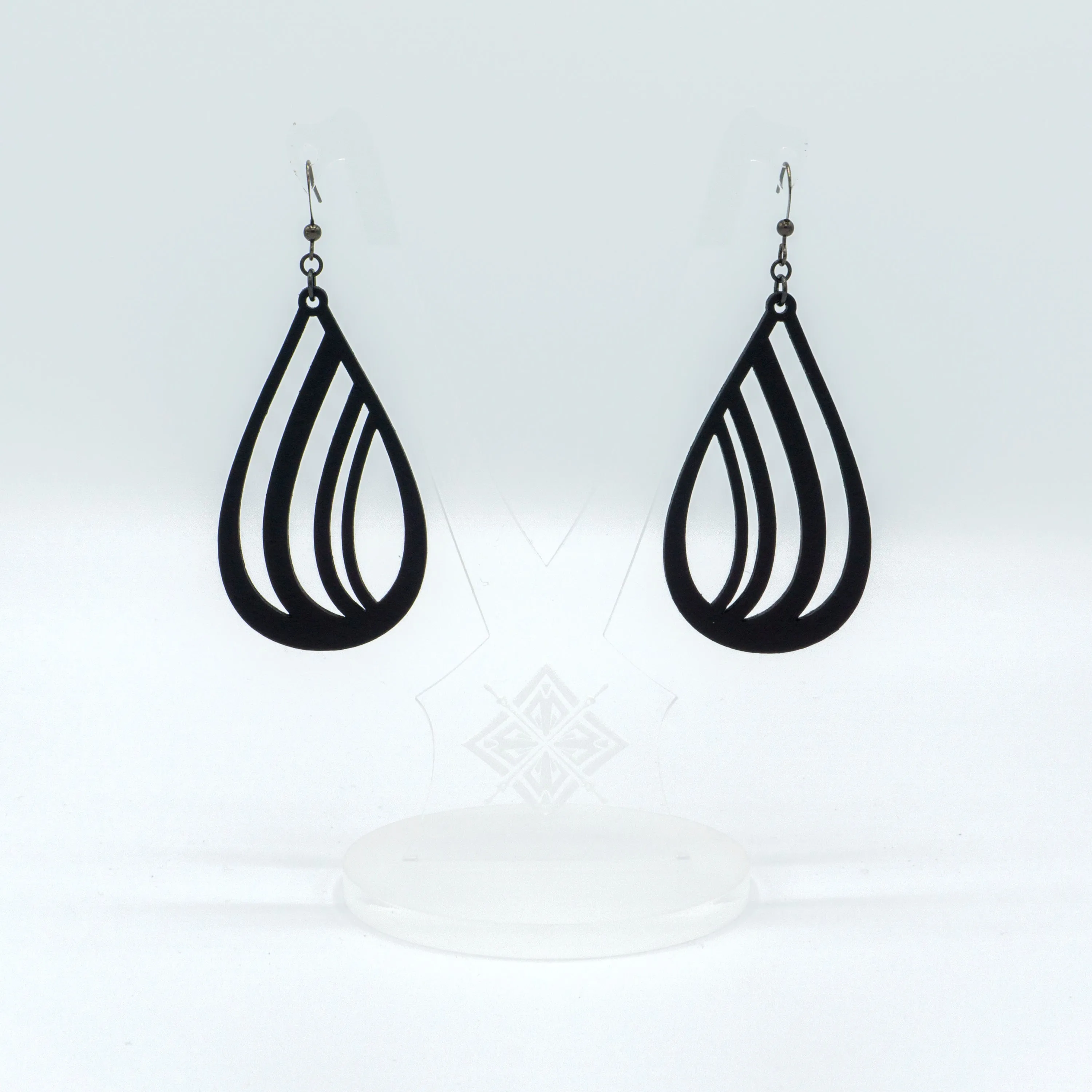 Drop 02 [L] // Leather Earrings - Black