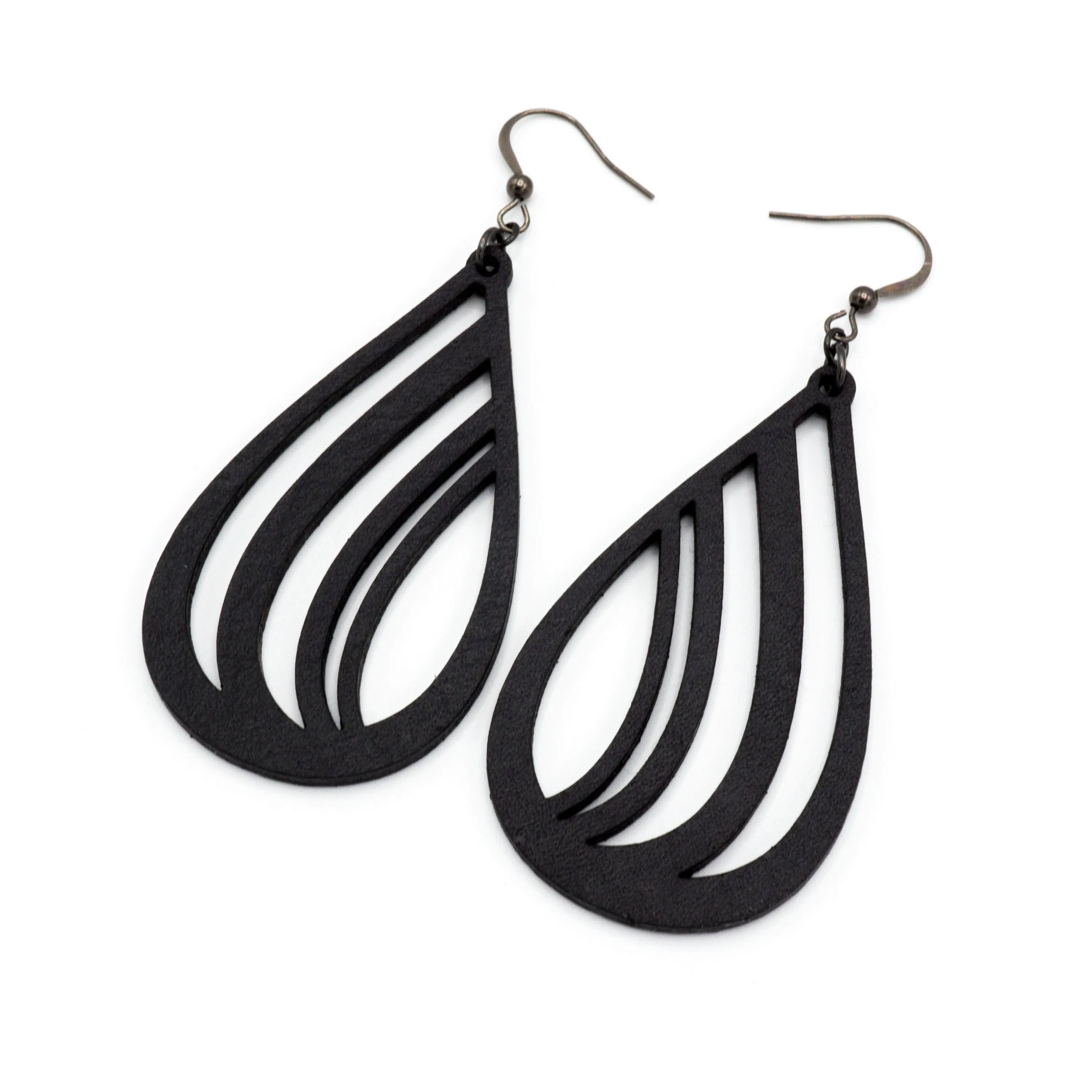 Drop 02 [L] // Leather Earrings - Black