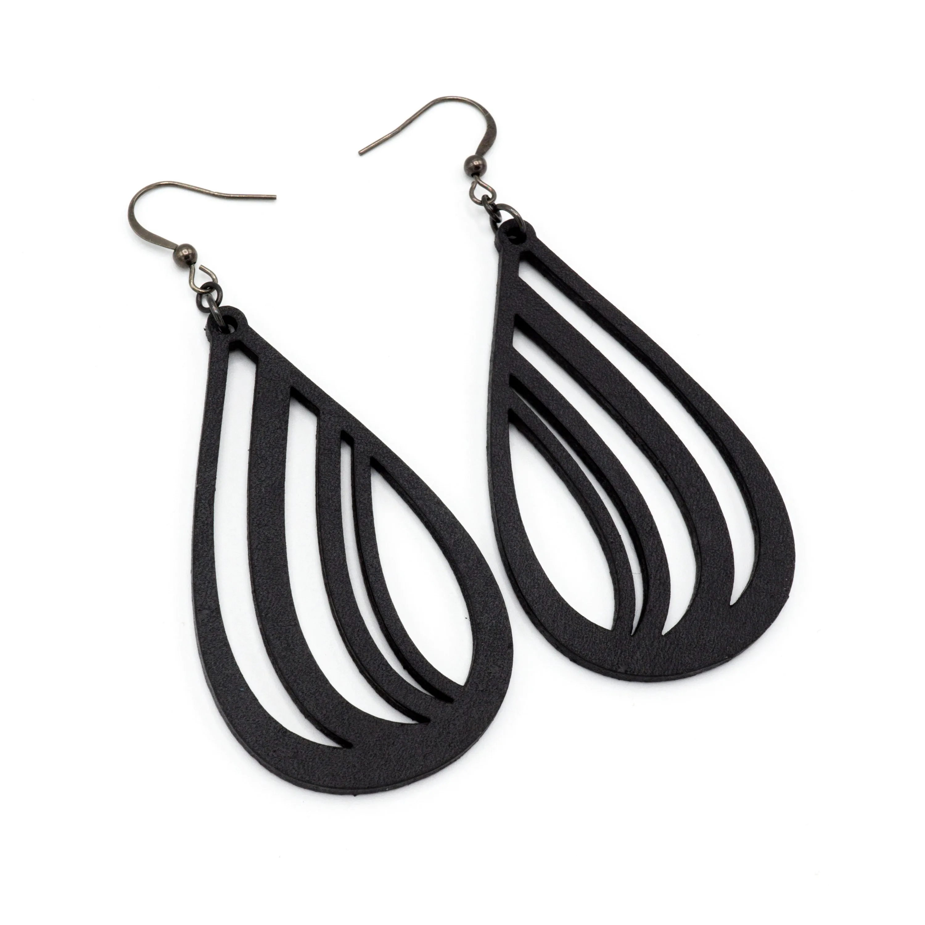 Drop 02 [L] // Leather Earrings - Black