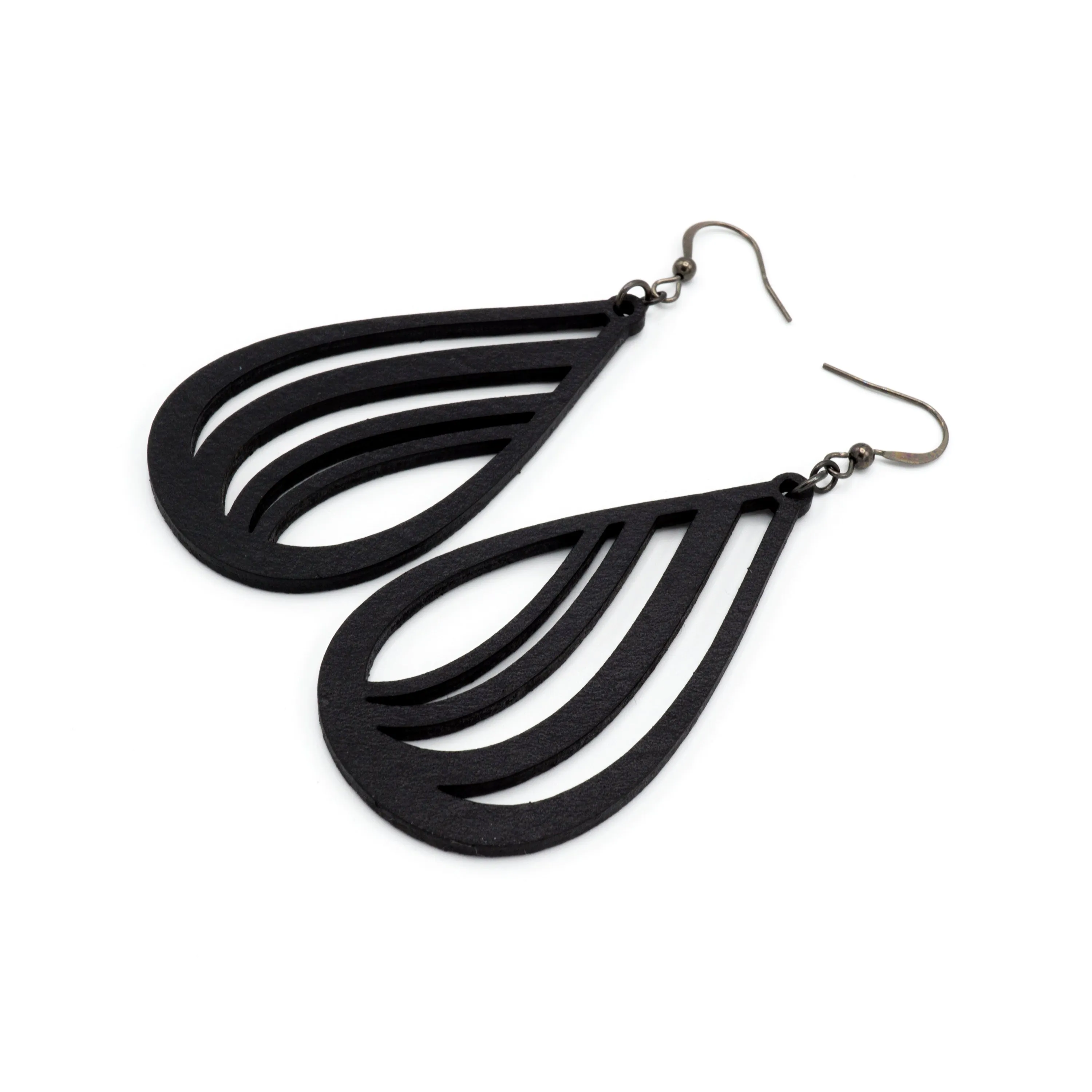 Drop 02 [L] // Leather Earrings - Black
