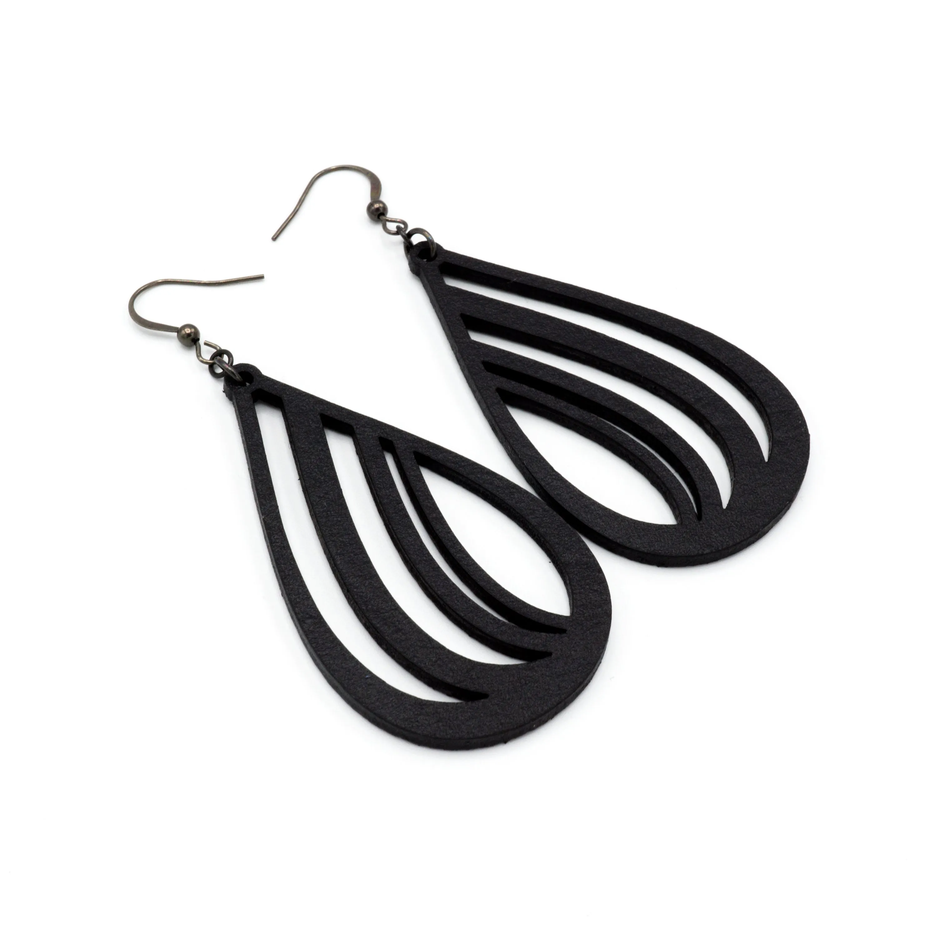 Drop 02 [L] // Leather Earrings - Black