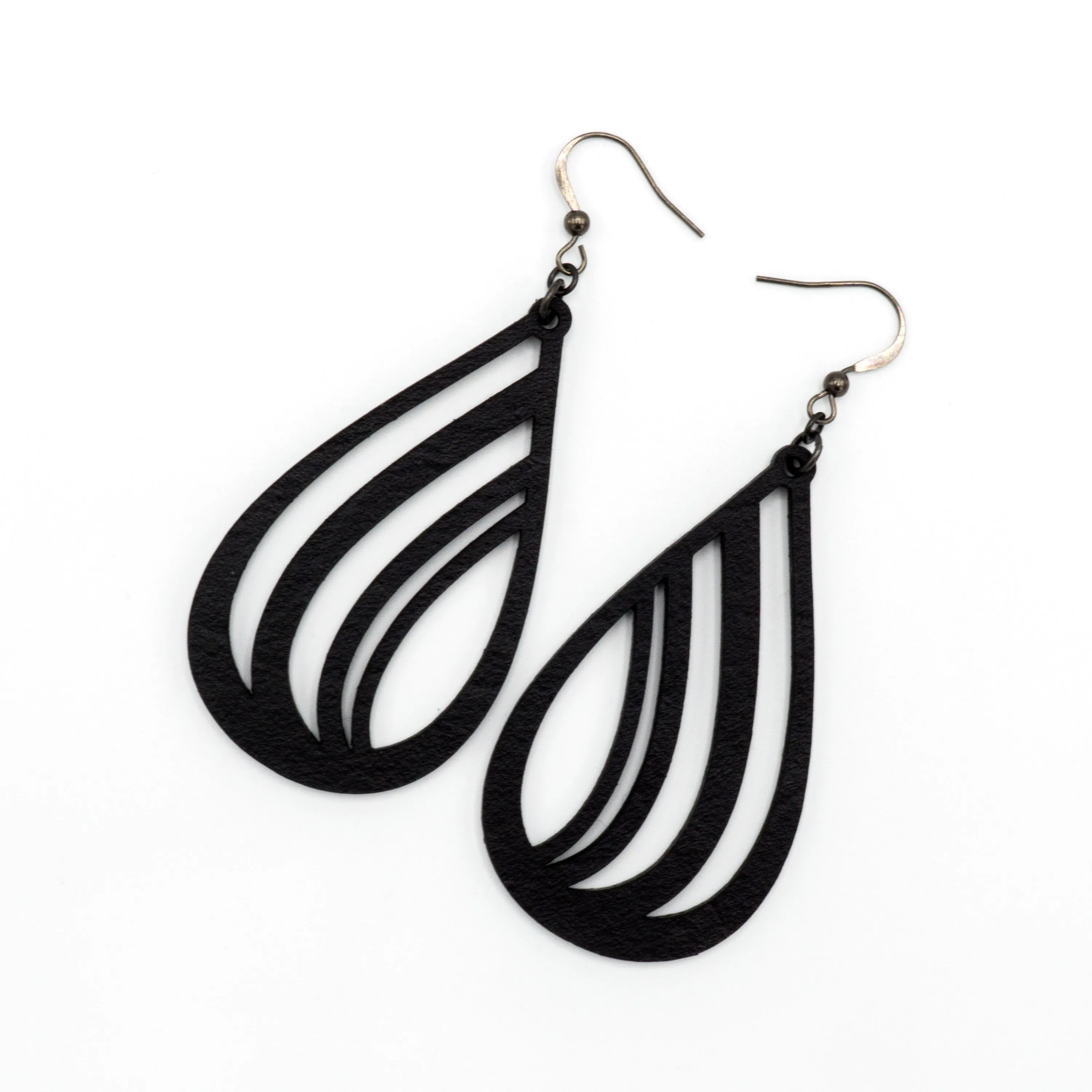 Drop 02 [L] // Leather Earrings - Black