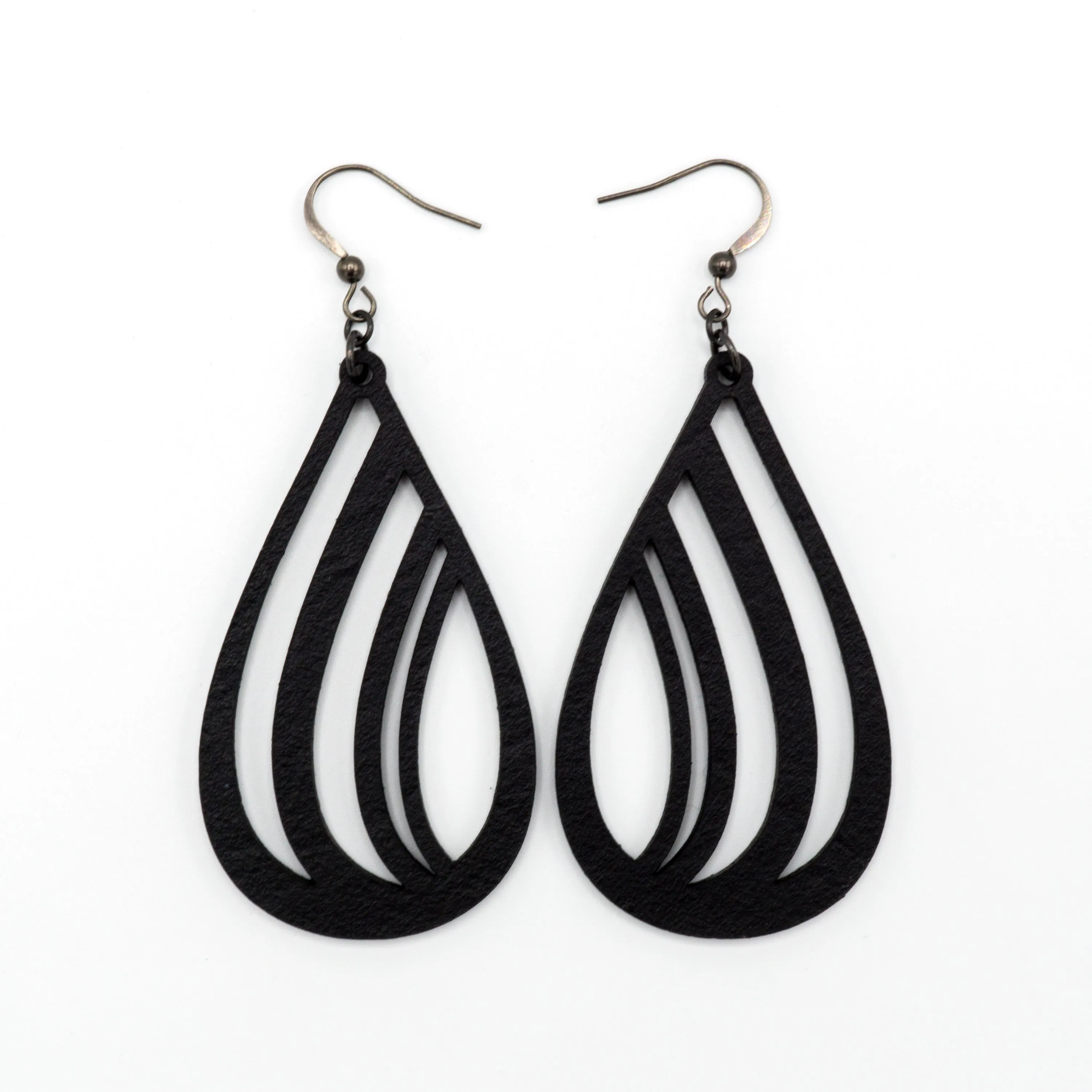 Drop 02 [L] // Leather Earrings - Black