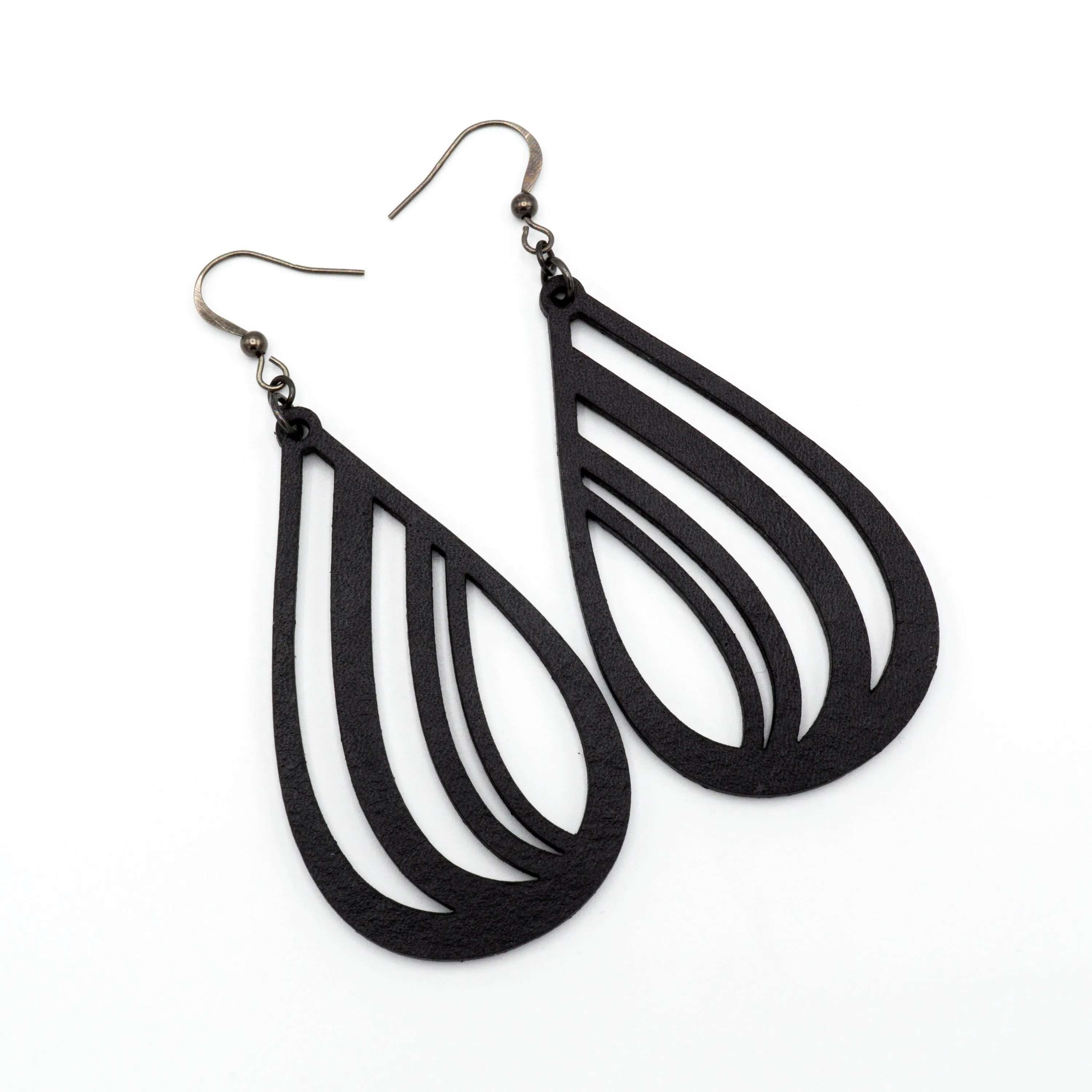 Drop 02 [L] // Leather Earrings - Black