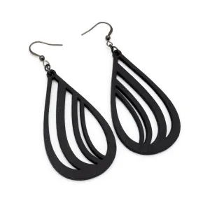 Drop 02 [L] // Leather Earrings - Black