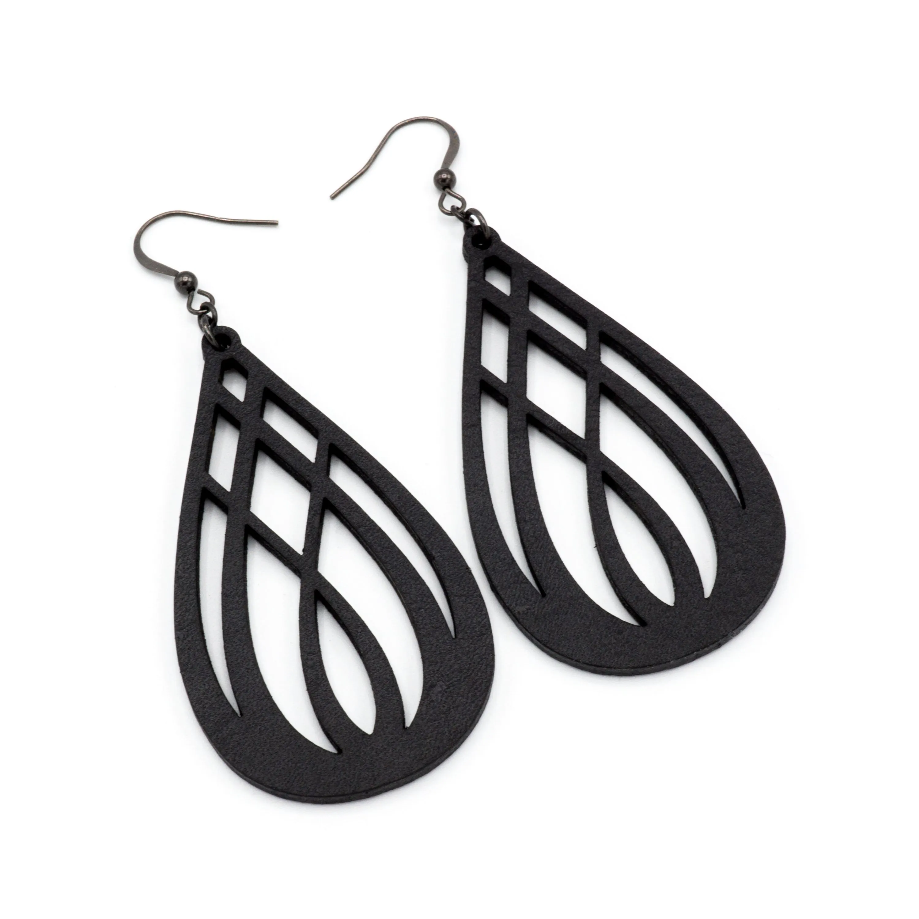 Drop 07 [L] // Leather Earrings - Black