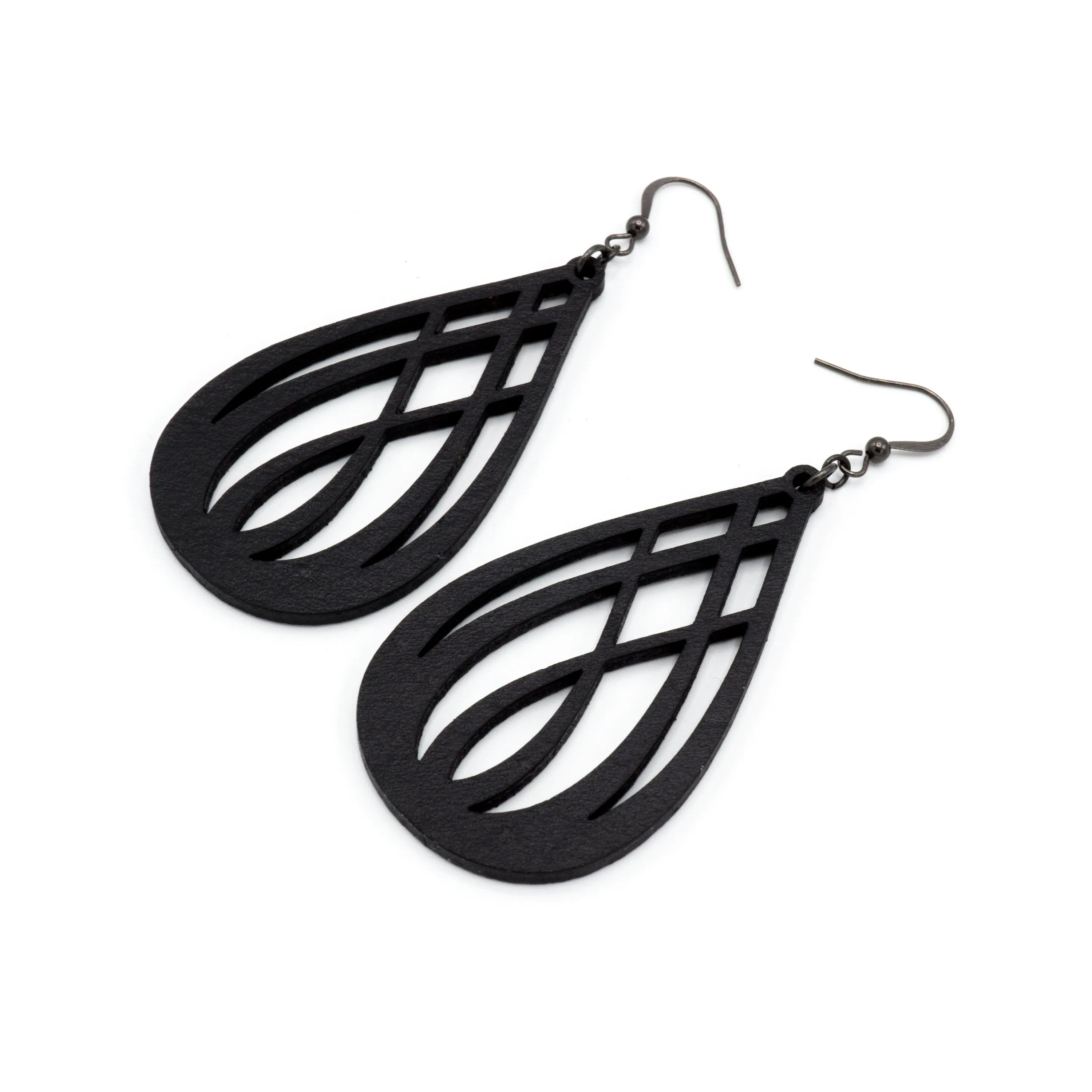 Drop 07 [L] // Leather Earrings - Black