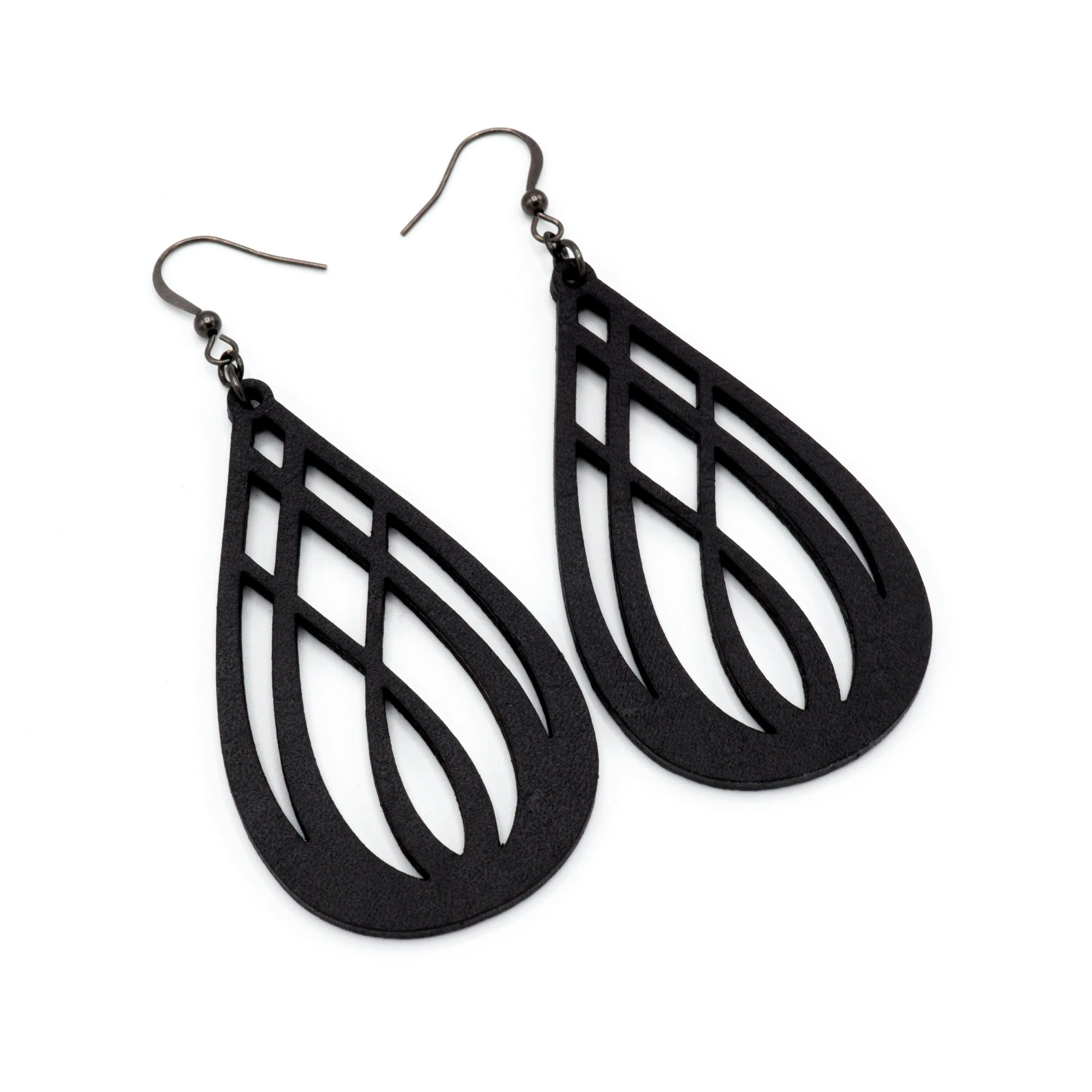Drop 07 [L] // Leather Earrings - Black