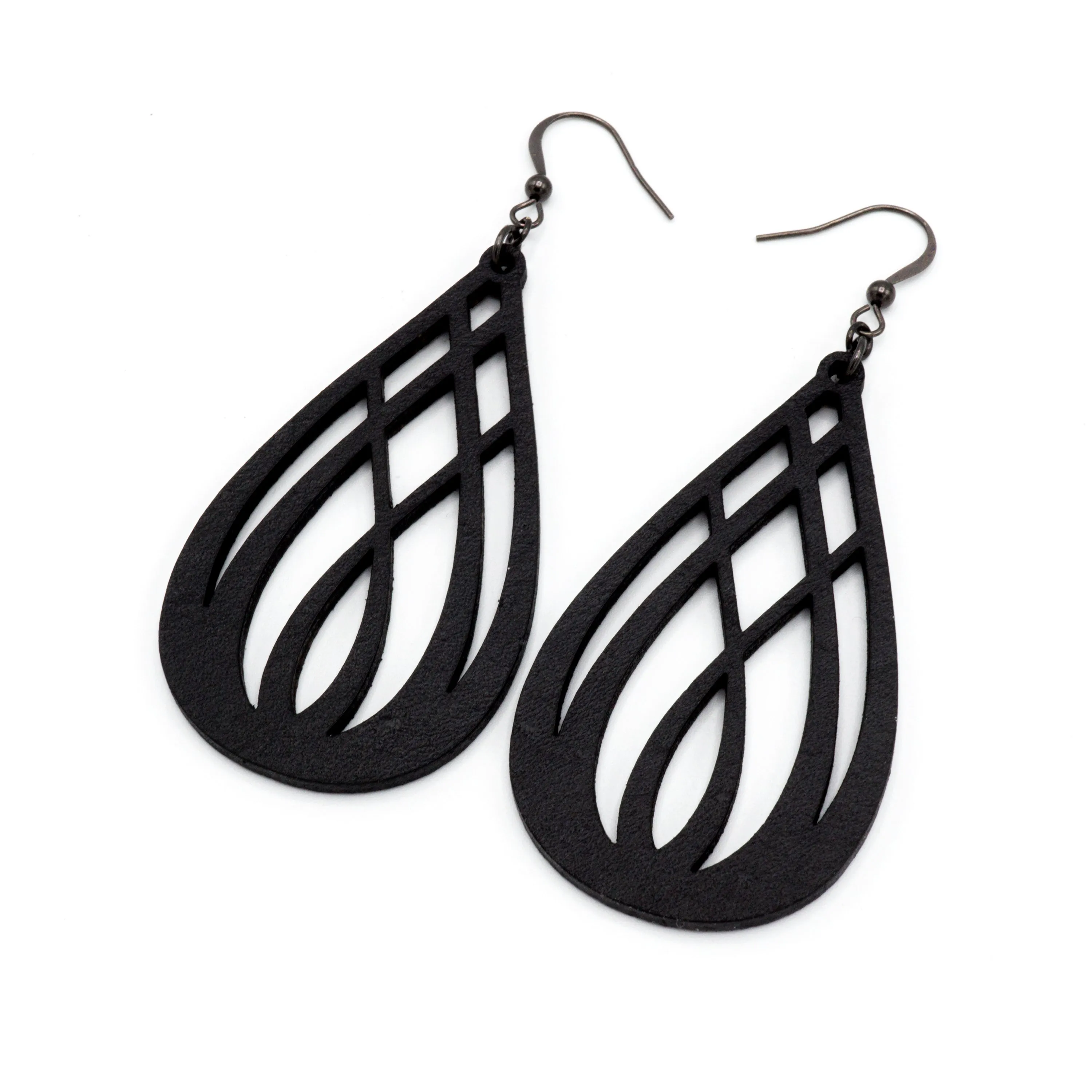 Drop 07 [L] // Leather Earrings - Black