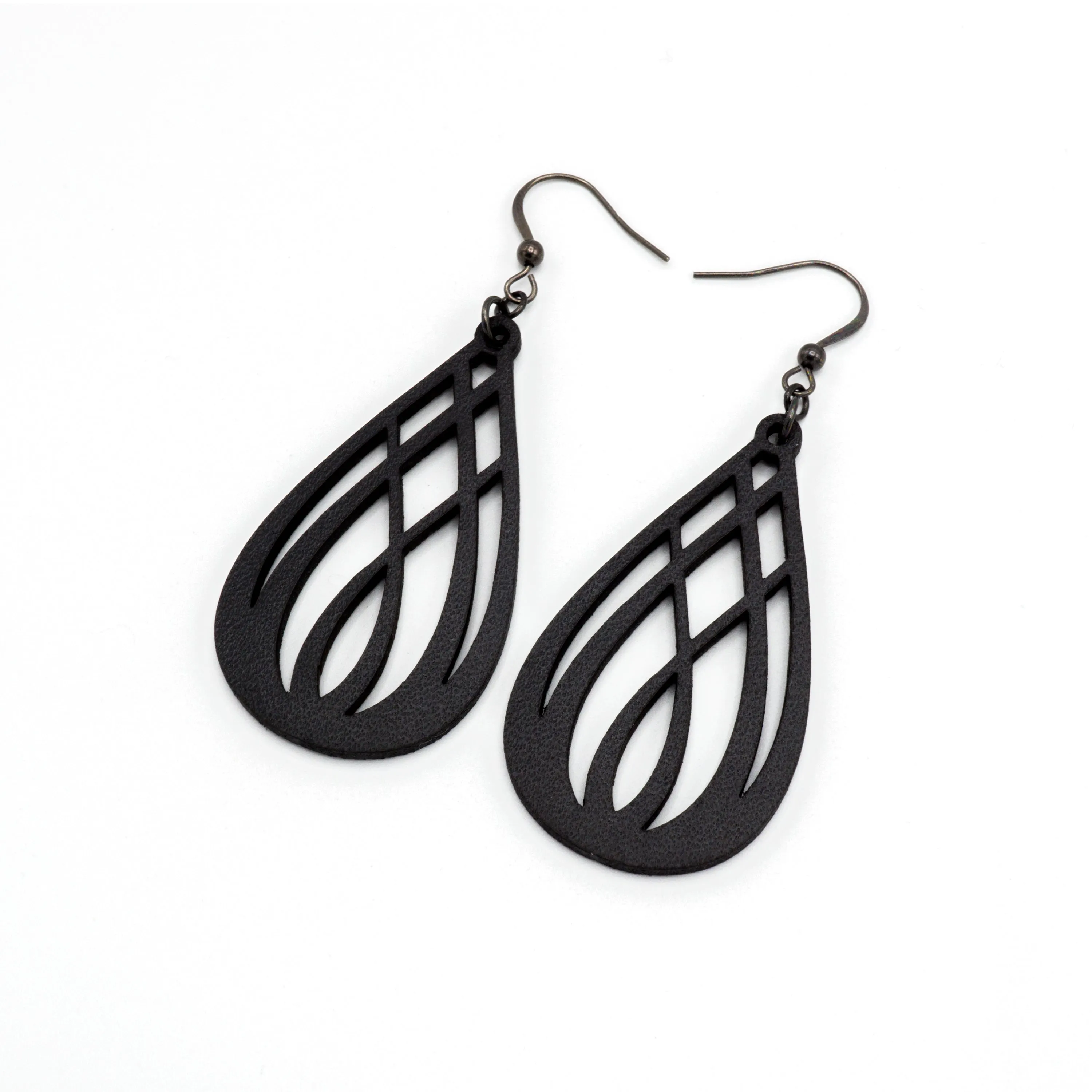 Drop 07 [S] // Leather Earrings - Black