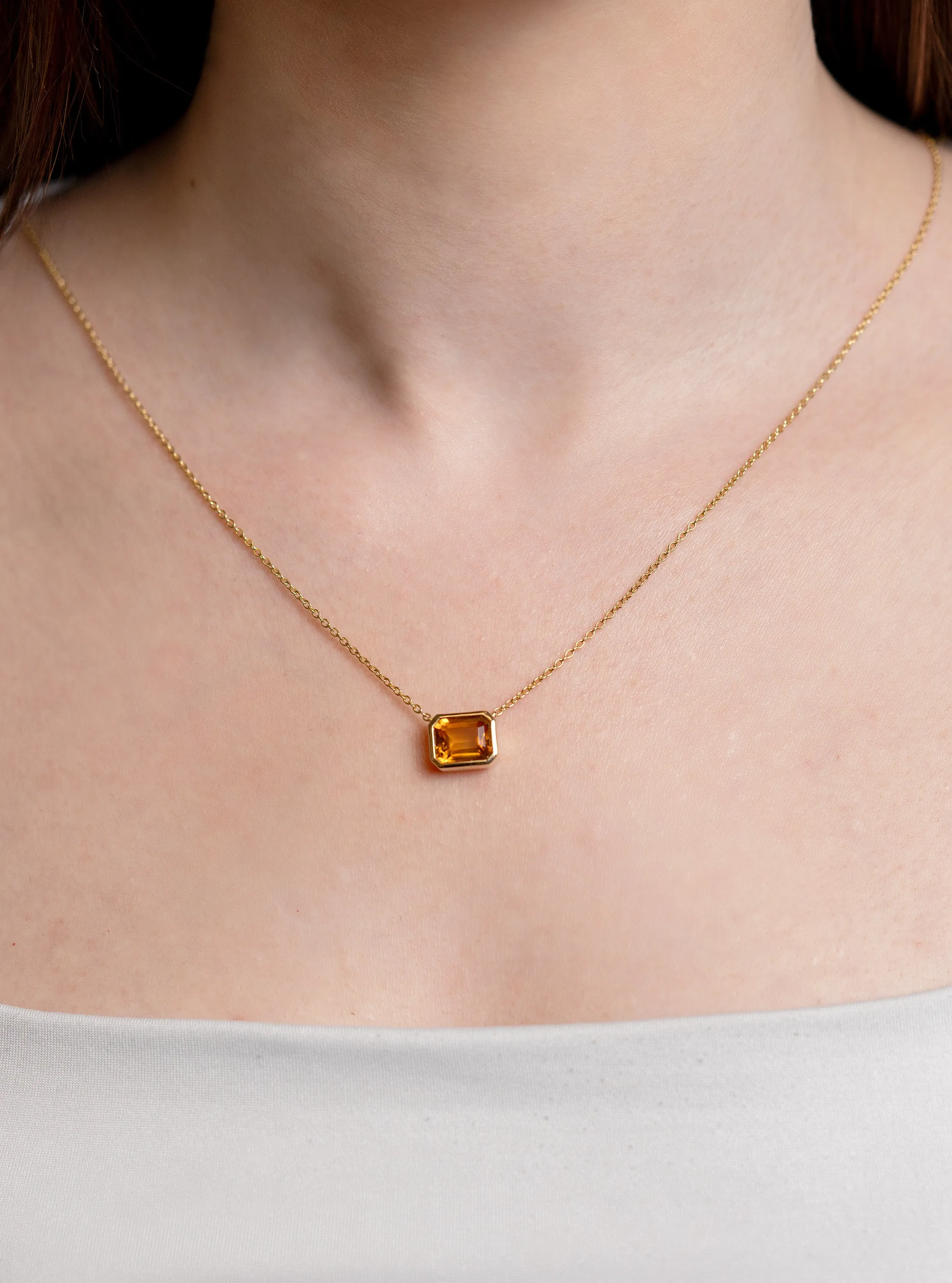 East-West Citrine Pendant Necklace