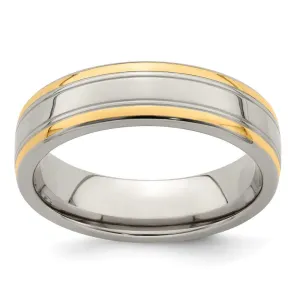 Edward Mirell Titanium & 14K Yellow Edge Polished 6mm Band