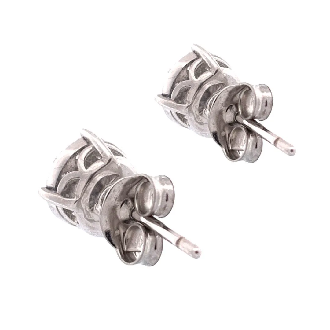 Elegant 14K White Gold Natural Diamond Cluster Earrings