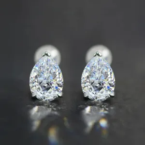 Elegant Pear Cut Solitaire Crystal Mini Stud Earrings for Women Water Drop Design Jewelry Accessories