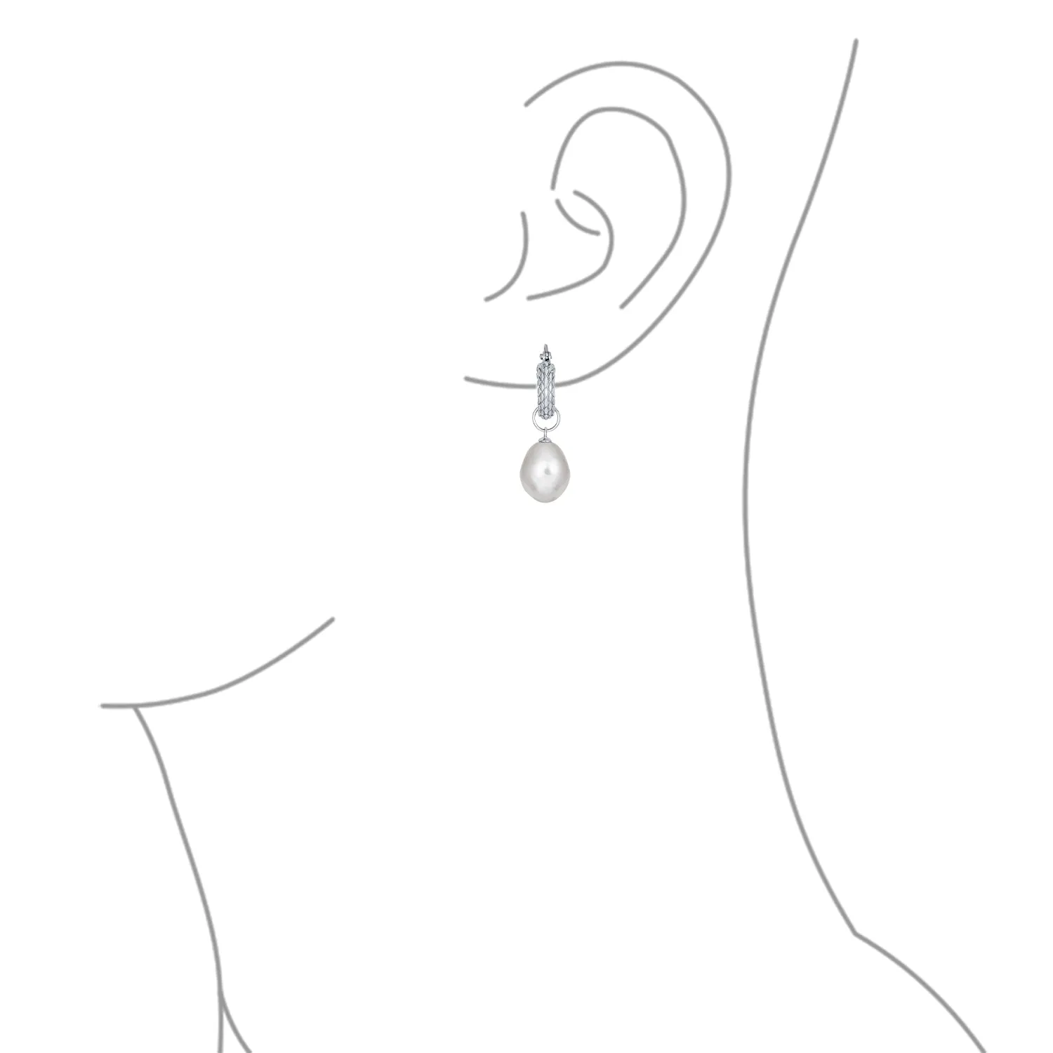 Elegant  Sterling Silver Bridal Dangle Earrings with Freshwater Pearls