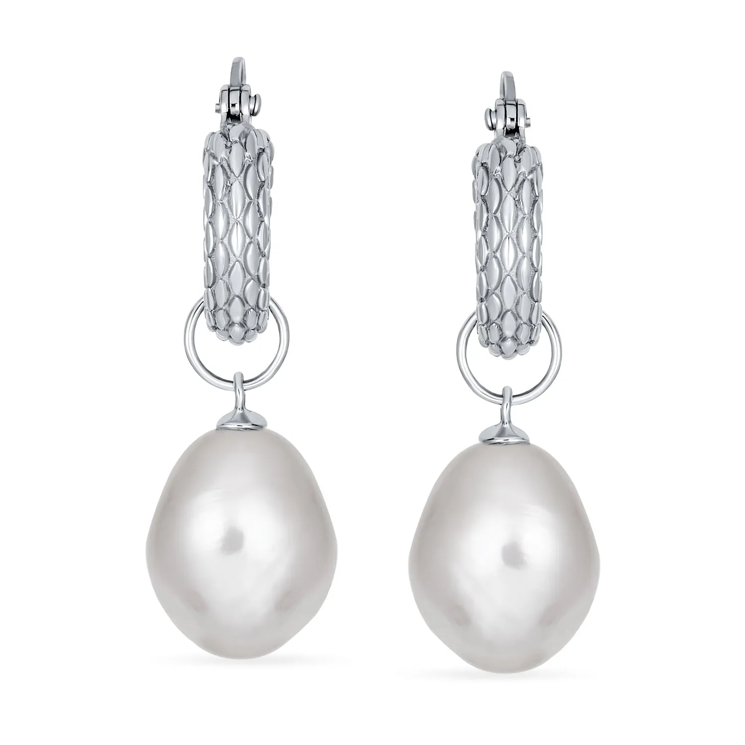Elegant  Sterling Silver Bridal Dangle Earrings with Freshwater Pearls