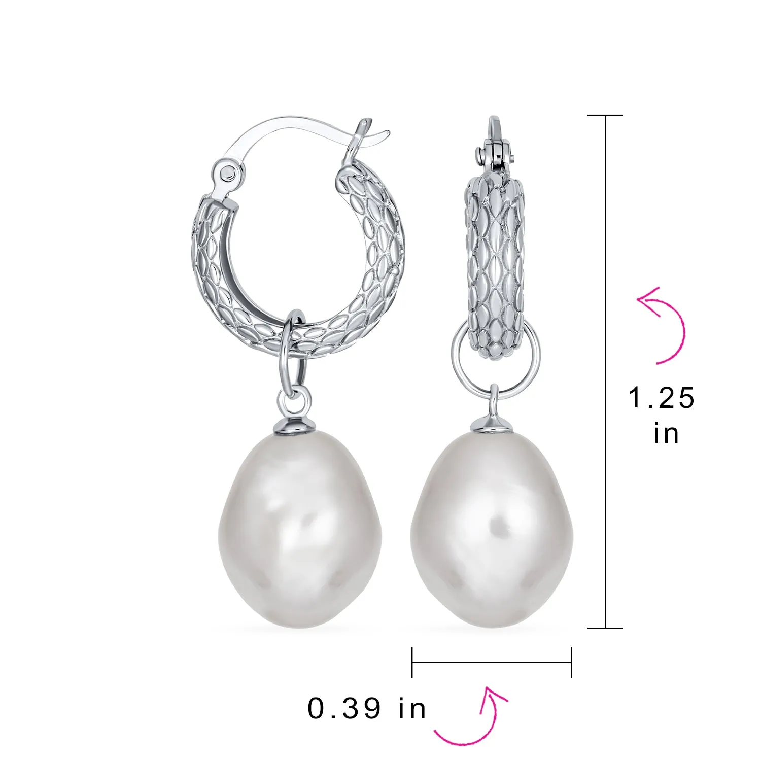 Elegant  Sterling Silver Bridal Dangle Earrings with Freshwater Pearls
