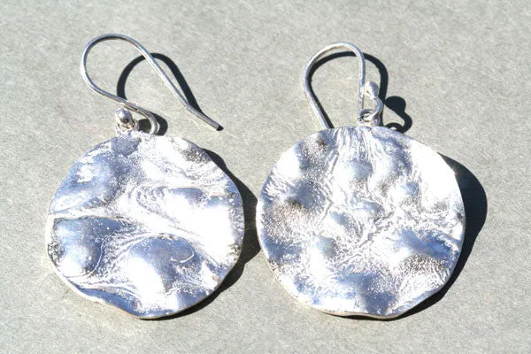 elephant skin disc earring - large - sterling silver