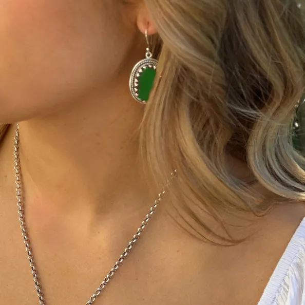 Emerald Quartz Oval Earrings - Anjali