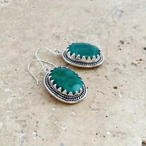 Emerald Quartz Oval Earrings - Anjali