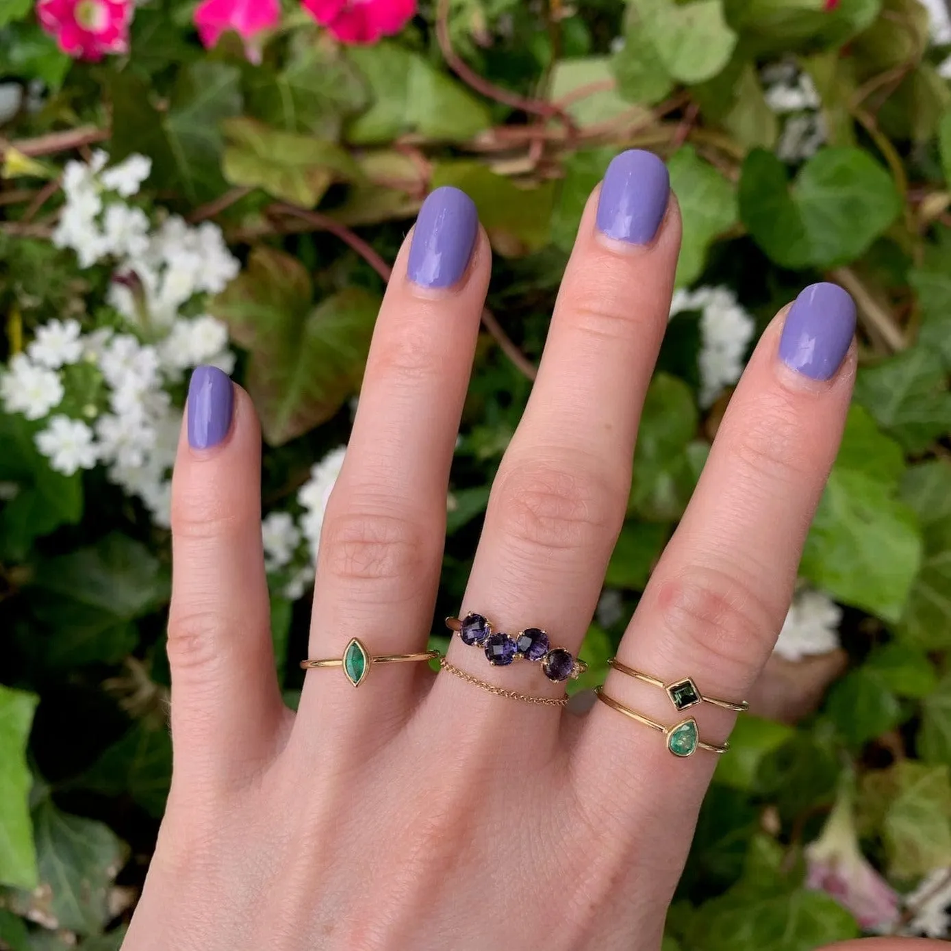 Emerald Stacking Ring - Pear Cut