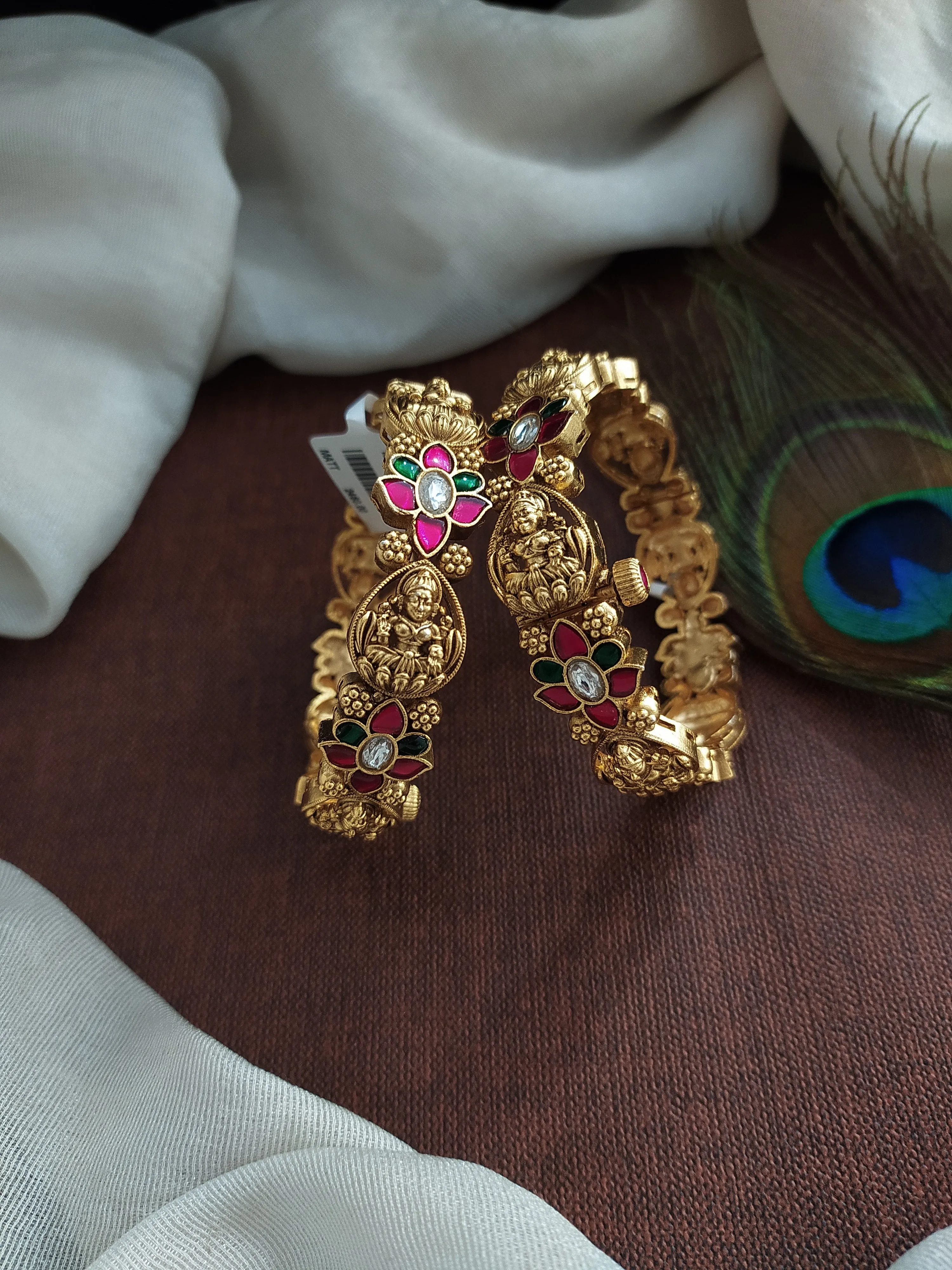 Enchanting Embrace of The Divine Elegance kundan Stones Matt Antique Screw Kada