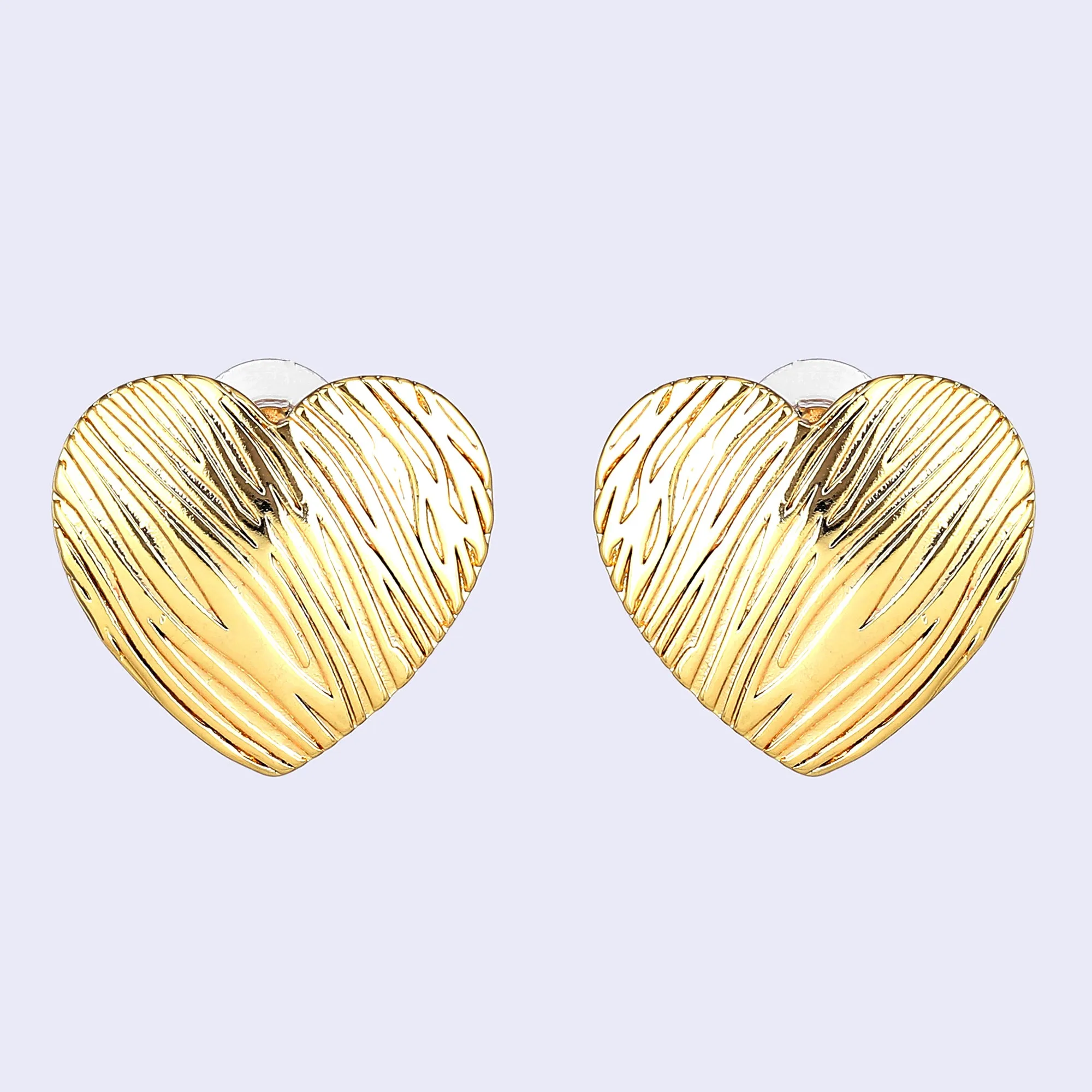 Estele Gold Plated Heart Shaped Sophisticated Demifine Stud Earrings for Girls and Women