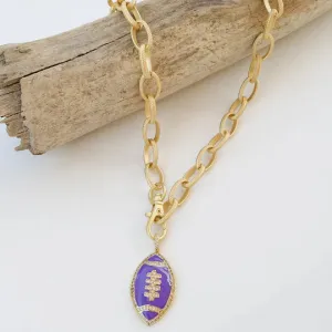 Etched Chain with Enamel Football Purple