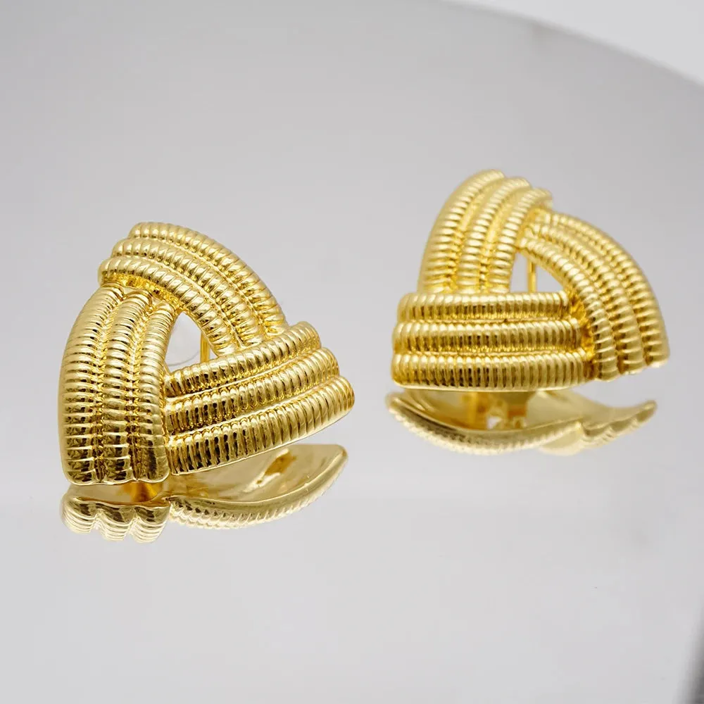 Exquisite Luxurious Style Drop Hoop Earrings Triangle Shape Earrings For Women