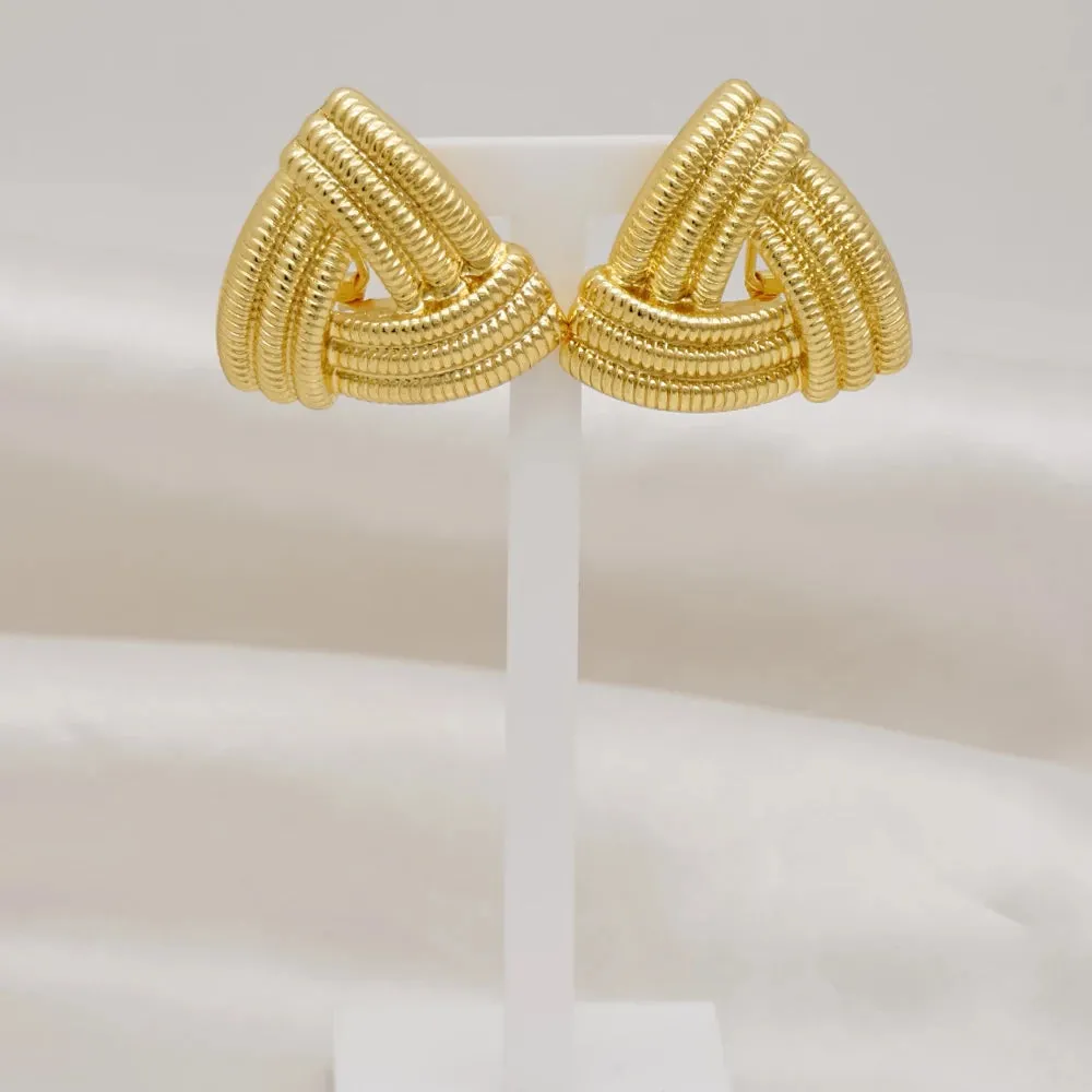 Exquisite Luxurious Style Drop Hoop Earrings Triangle Shape Earrings For Women