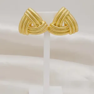 Exquisite Luxurious Style Drop Hoop Earrings Triangle Shape Earrings For Women