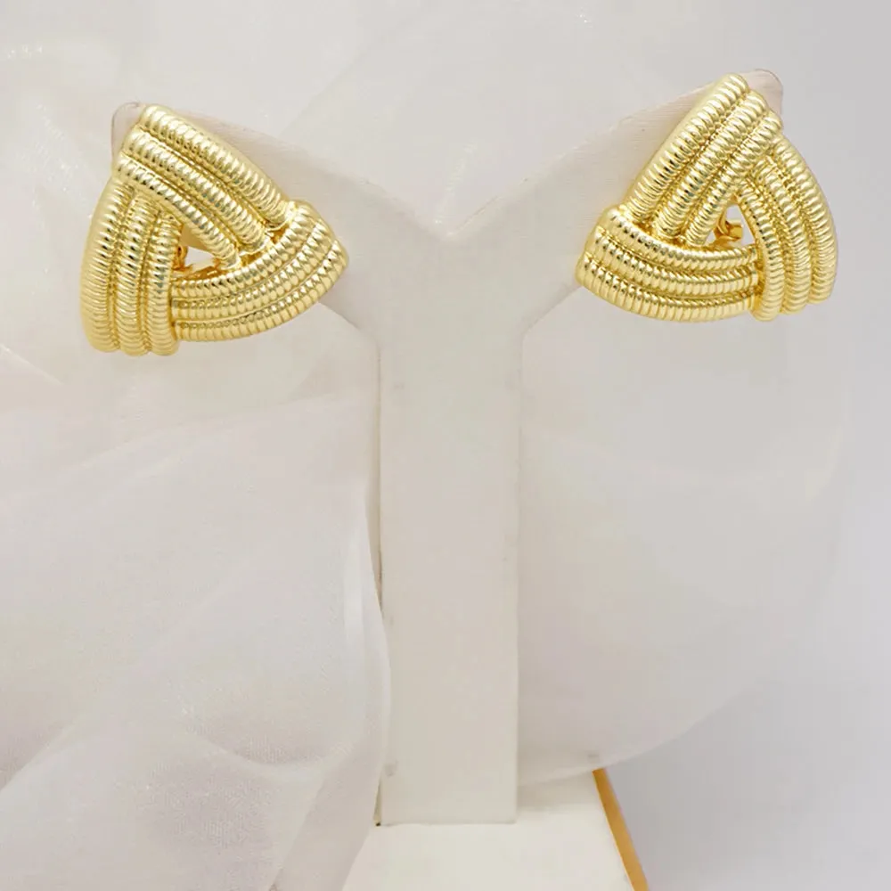 Exquisite Luxurious Style Drop Hoop Earrings Triangle Shape Earrings For Women