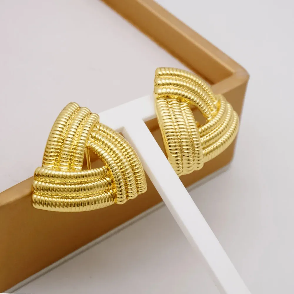 Exquisite Luxurious Style Drop Hoop Earrings Triangle Shape Earrings For Women