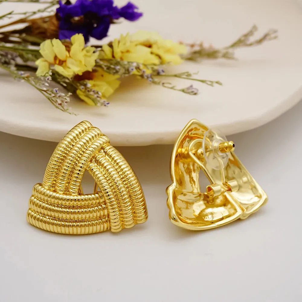 Exquisite Luxurious Style Drop Hoop Earrings Triangle Shape Earrings For Women