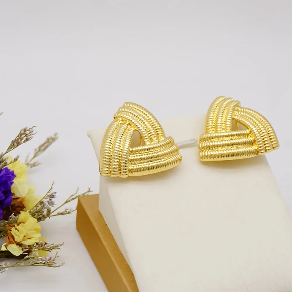 Exquisite Luxurious Style Drop Hoop Earrings Triangle Shape Earrings For Women