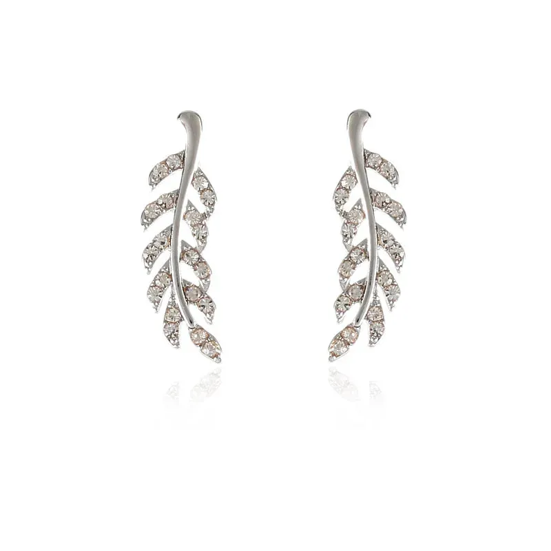 Exquisite Modern Crystal Leaf Earrings for Women Unique Design Jewelry Accessories