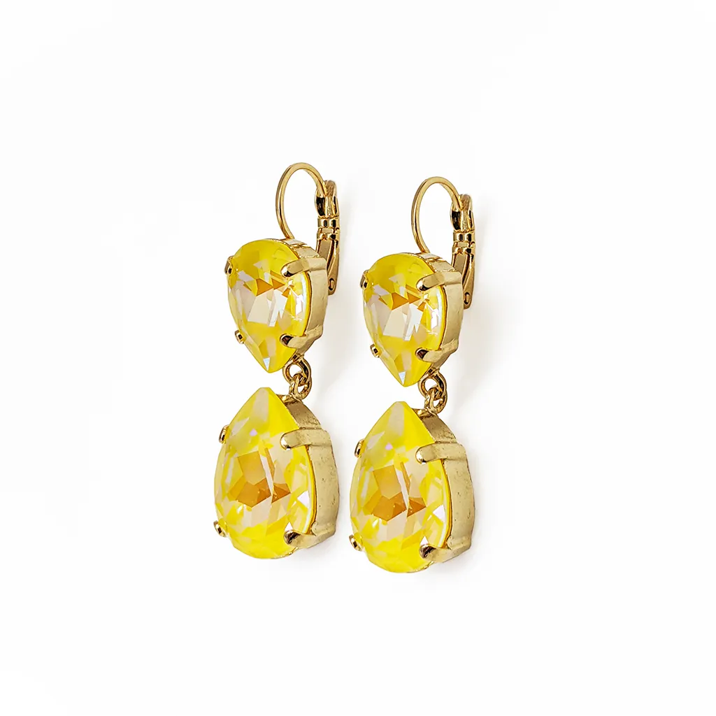 Extra Luxurious Double Pear Leverback Earrings in Sun-Kissed "Sunshine" *Custom*