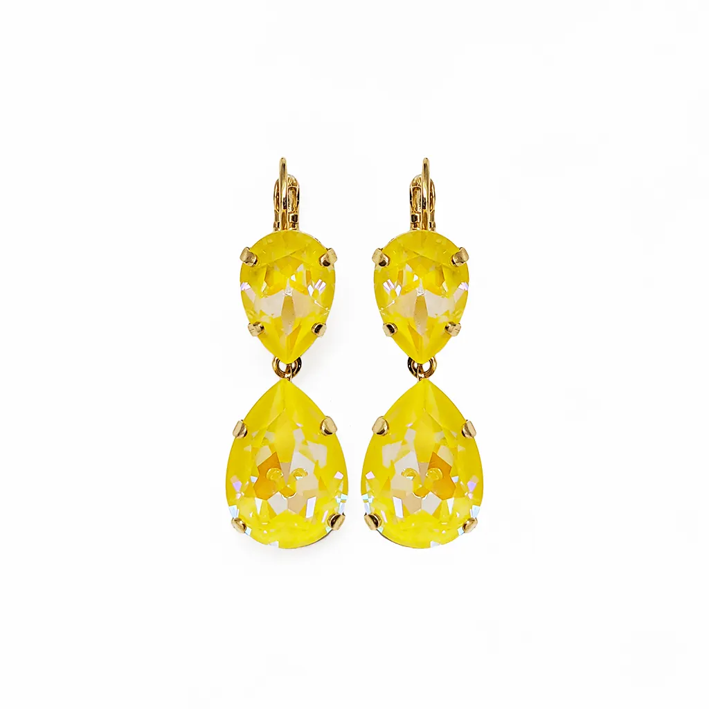 Extra Luxurious Double Pear Leverback Earrings in Sun-Kissed "Sunshine" *Custom*