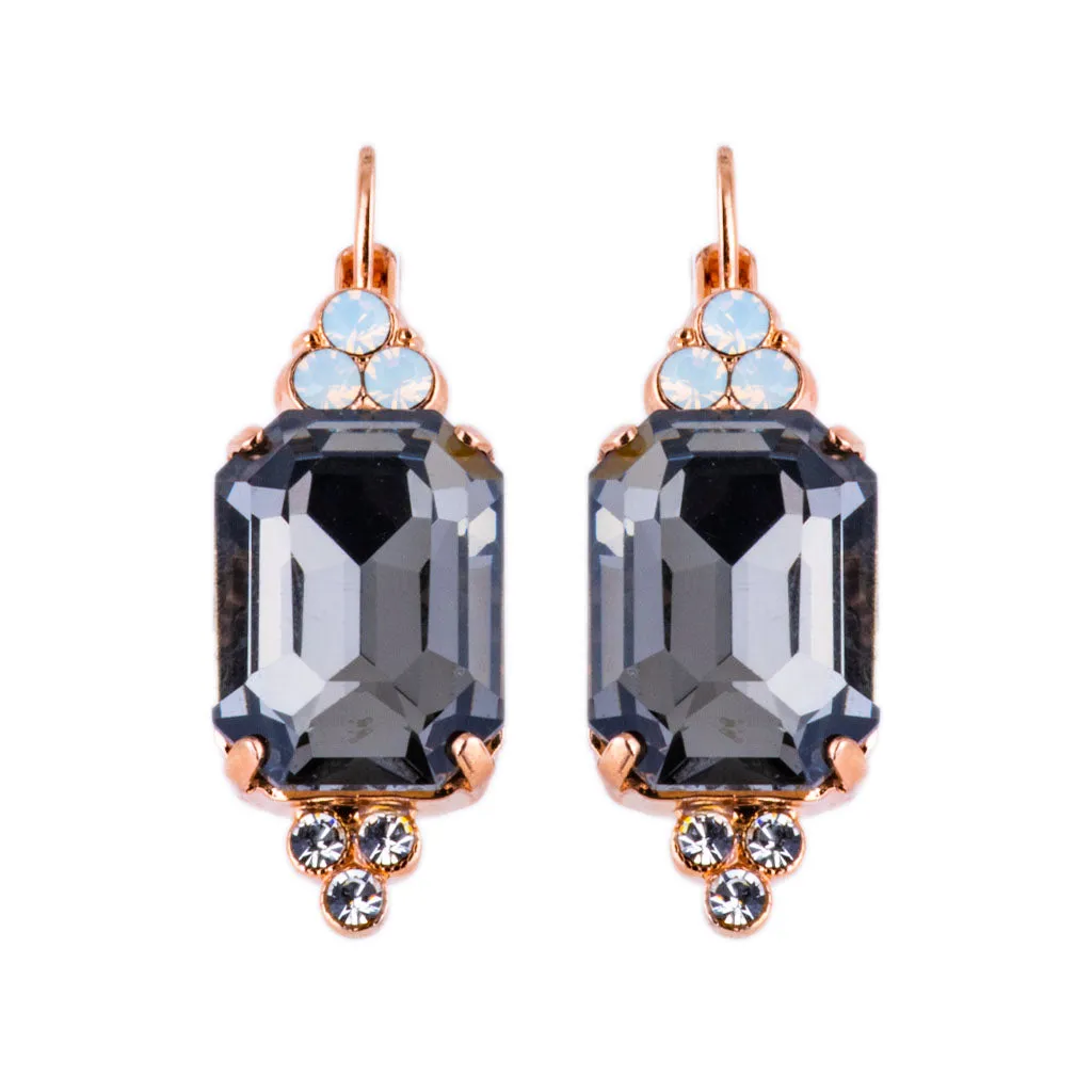 Extra Luxurious Emerald Cut with Trio Stone Cluster Leverback Earrings in "Ice Queen" *Custom*