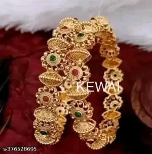 Feminine Fusion Gold Plated Bracelet &amp; Bangles Set with Sparkling Artificial Stones