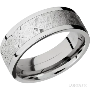 Flat Cobalt Chrome with Polish Finish and Meteorite Inlay - 8MM