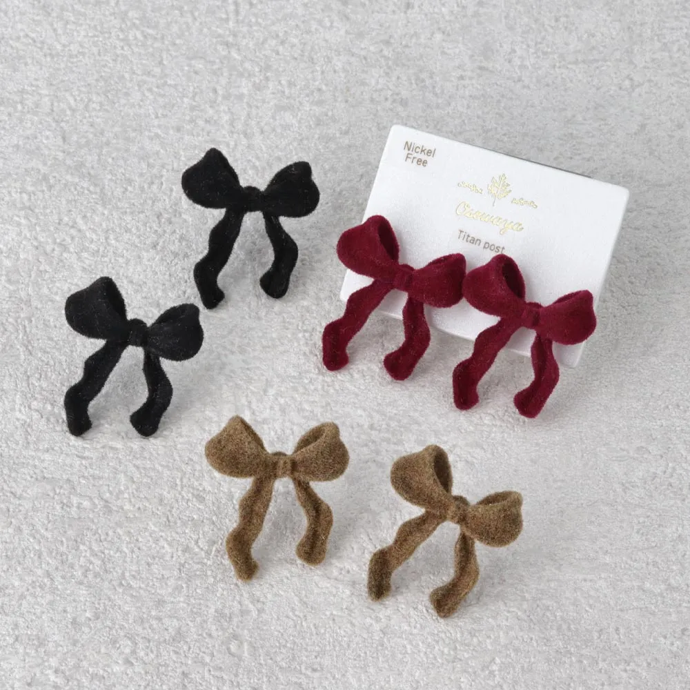 Flocked Bow Earrings