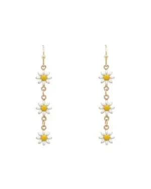 Flower and Gold Chain Earrings