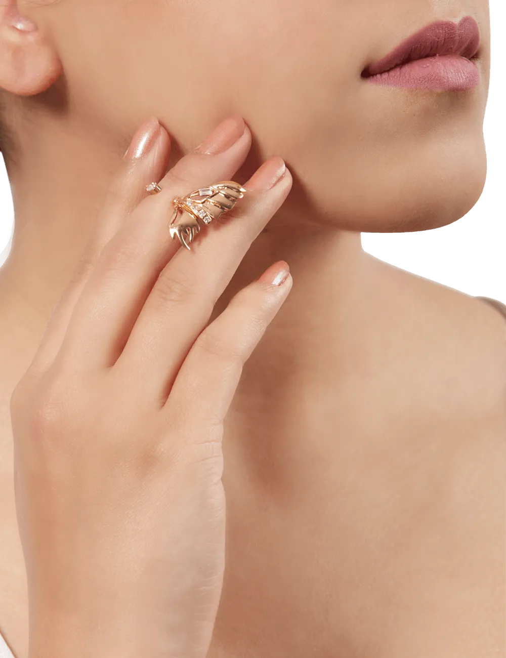 Flutter Midi Ring in Gold - Right Wing