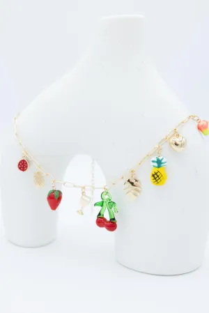 Fruit Charm Necklace in Multi | JNC455GDMLT