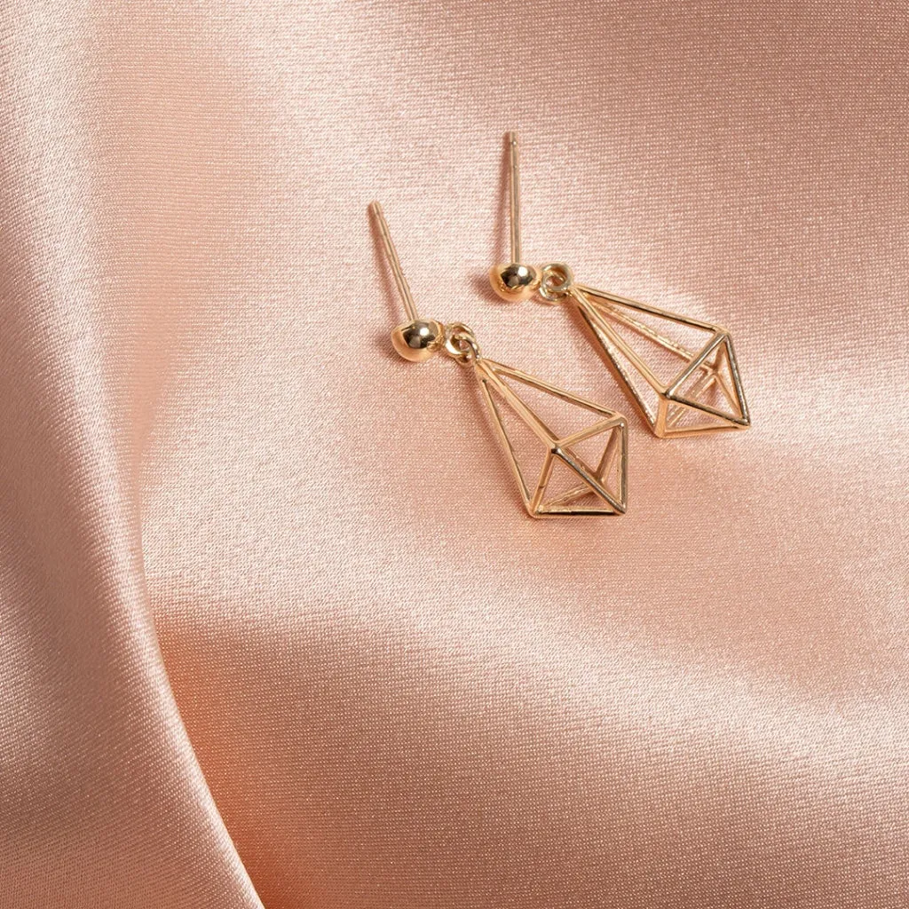 Geometric Drop Earrings | 9ct Gold