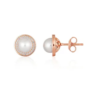 Georgini Heirloom Rose Gold Plated Sterling Silver Pearl Always Stud Earrings