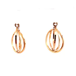 Glamorous 14K Yellow Gold Triple Hoop Earrings