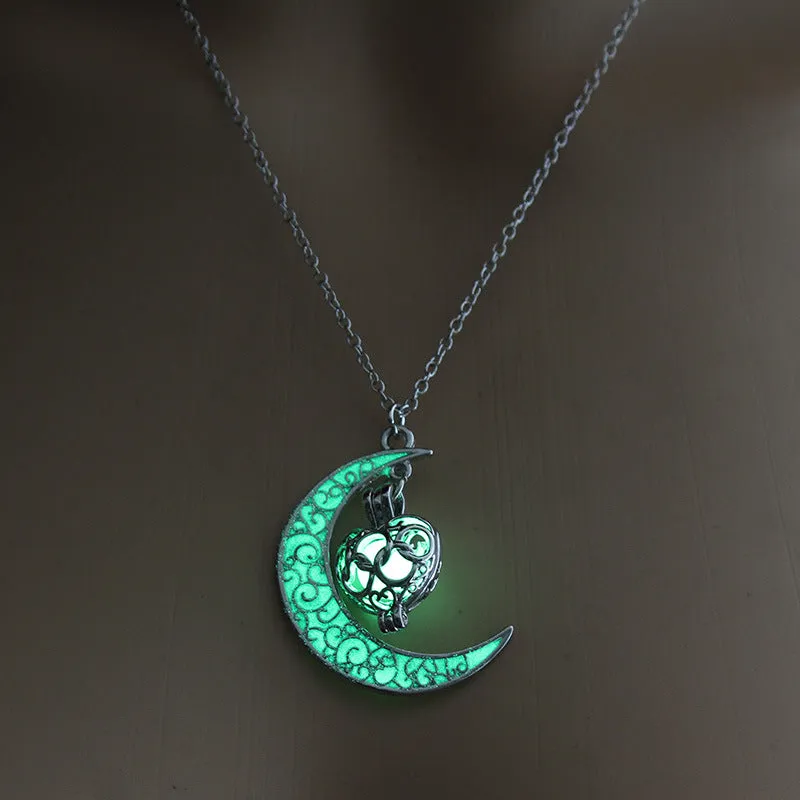 Glowing Pendant Necklaces with Silver-Plated Chain